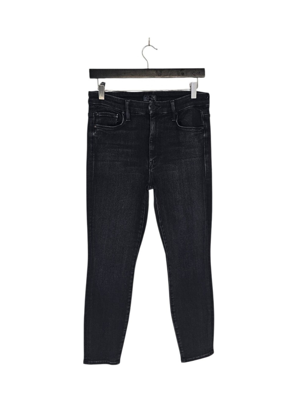 MOTHER High Waisted Looker Ankle Black Encoumters At Night Skinny Jeans 29